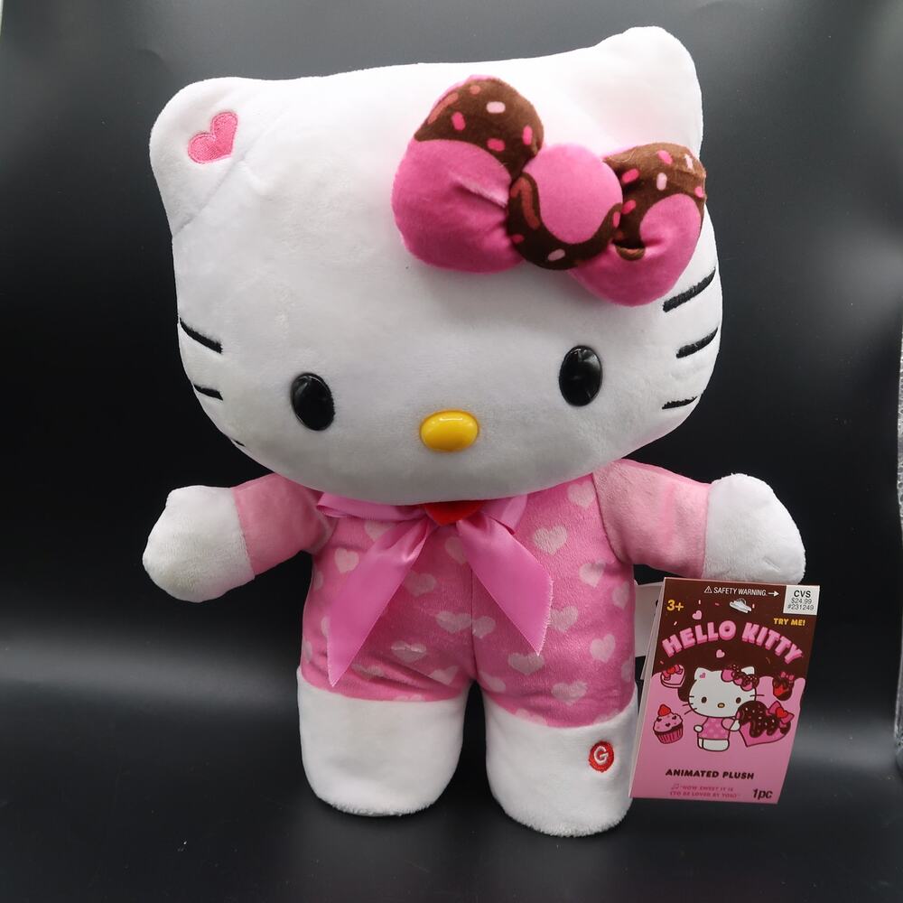 Sanrio Hello Kitty Animated Plush Doll Side Stepper 13" 2024 Sweets Pink Works